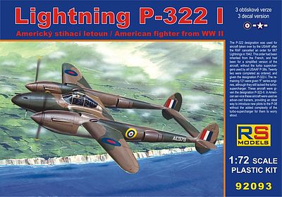 RS Lightning P322 I US WWII Fighter Plastic Model Airplane Kit 1/72 Scale #92093