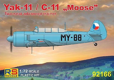 RS YaK11/C11 Moose 2-Seater Advanced Trainer Plastic Model Airplane Kit 1/72 Scale #92165