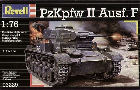 Revell-Germany PzKpfw II Ausf F WWII Tank Plastic Model Military Vehicle Kit 1/76 Scale #03229