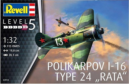 Revell-Germany Polikarpov I-16 Rata Plastic Model Airplane Kit 1/32 Scale #03914