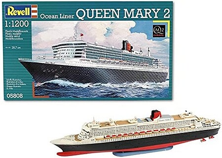 Revell-Germany Queen Mary 2 Ocean Liner Plastic Model Commercial Ship Kit 1/1200 Scale #05808