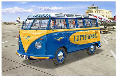 Revell of Germany VW T1 Samba Bus Lufthansa -- 1/24 Scale Plastic Model Vehicle Kit -- #07436
