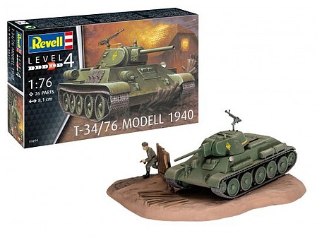 Revell-Germany T34/76 Model 1940 Medium Tank Plastic Model Tank Kit 1/76 Scale #3294
