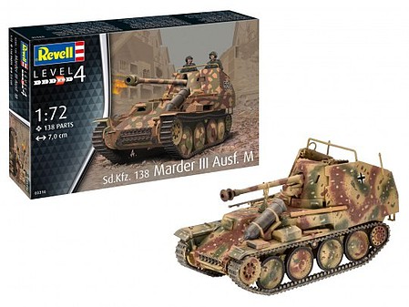 Revell-Germany SdKfz 138 Marder III Ausf M Tank Plastic Model Tank Kit 1/72 Scale #3316