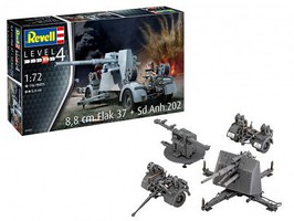 Revell-Germany 8,8cm Flak 37 Gun & SdAnh202 Trailer Plastic Model Military Diorama Kit 1/72 Scale #3325