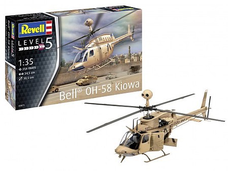 Revell-Germany Bell OH58 Kiowa Helicopter Plastic Model Helicopter Kit 1/35 Scale #3871
