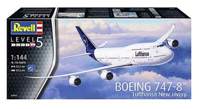 Revell-Germany B747-8 Lufthansa Commercial Airliner Plastic Model Airplane Kit 1/144 Scale #3891
