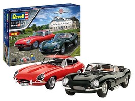 Revell-Germany 1/24 Jaguar XK-SS & E-Type Sports Cars 100th Anniversary Gift Set w/paint & glue