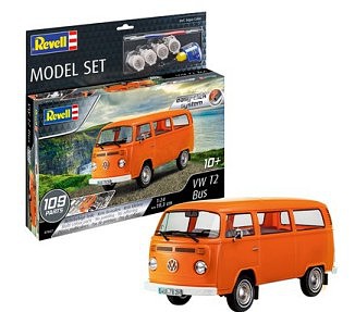 Revell-Germany VW T2 Micro Bus (Snap) w/paint & glue Plastic Model Vehicle Kit 1/24 Scale #67667