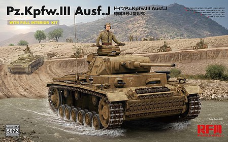 Rye Pz.Kpfw.III Ausf.J with Full Interior Plastic Model Military Tank Kit 1/35 Scale #5072