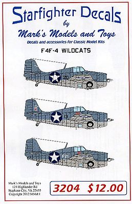 Starfighter F4F4 Wildcats for Trumpeter & Revell Plastic Model Aircraft Decal 1/32 Scale #3204
