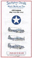 Starfighter USN Insignia May 1942 to June 1943 for Merit Plastic Model Aircraft Decal 1/350 #35050 Starfighter USN Insignia May 1942 to June 1943 for Merit Plastic Model Aircraft Decal 1/350 #35050