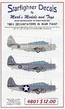 Starfighter TBD1 Devastators in War Paint for Revell Plastic Model Aircraft Decal 1/48 Scale #4801