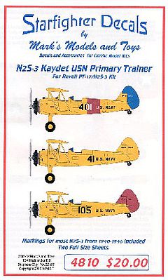 Starfighter N2S3 Kaydet Primary Trainer 1940-46 for RMX Plastic Model Aircraft Decal 1/48 Scale #4810