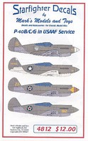 Starfighter P40B in USAAC Service for ARX Plastic Model Aircraft Decal 1/48 Scale #4812 Starfighter P40B in USAAC Service for ARX Plastic Model Aircraft Decal 1/48 Scale #4812
