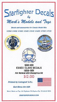 Starfighter Essex Class 1958-1991 USS Shangri-La for Revell Plastic Model Ship Decal 1/500 #500100