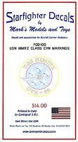 Starfighter USN Nimitz Class CVN68 for Trumpeter Plastic Model Ship Decal 1/700 Scale #700100 Starfighter USN Nimitz Class CVN68 for Trumpeter Plastic Model Ship Decal 1/700 Scale #700100