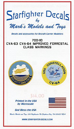Starfighter 1/700 USS Kitty Hawk CVA63 & USS Constellation CVA64 Improved Forrestal Class Markings for TSM, FJM & ITA