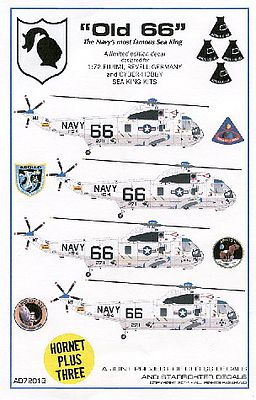 Starfighter Old 66 Apollo Moon Missions SH3 Sea King Helicopters for FJM, RVL & DML 1/72 #7201