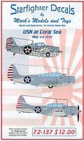 Starfighter USN at Coral Sea Decals Plastic Model Aircraft Decal 1/72 Scale #72137 Starfighter USN at Coral Sea Decals Plastic Model Aircraft Decal 1/72 Scale #72137