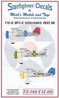 Starfighter F11C2 & BFC2 Goshawks 1933-38 Plastic Model Aircraft Decal 1/72 Scale #72140 Starfighter F11C2 & BFC2 Goshawks 1933-38 Plastic Model Aircraft Decal 1/72 Scale #72140