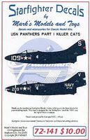 Starfighter F9F2/F9F3 USN Panthers Killer Cats Pt.1 for HBO Plastic Model Aircraft Decal 1/72 #72141 Starfighter F9F2/F9F3 USN Panthers Killer Cats Pt.1 for HBO Plastic Model Aircraft Decal 1/72 #72141