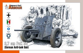 Special 3.7cm PaK 36 German Anti-Tank Gun Plastic Model Military Weapon Kit 1/72 Scale #172024