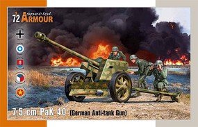 Special 7.5cm PaK40 German Anti-Tank Gun Plastic Model Military Weapon Kit 1/72 Scale #172025