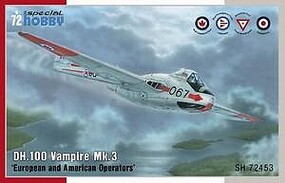 Special DH100 Vampire Mk.3 European & American Fighter Plastic Model Airplane Kit 1/72 Scale