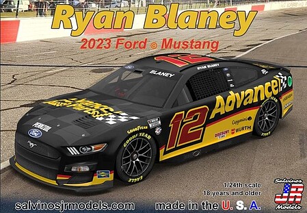 Salvinos 1/24 Ryan Blaney 2023 NASCAR Ford Mustang Race Car (Advanced Auto) (Ltd Prod)