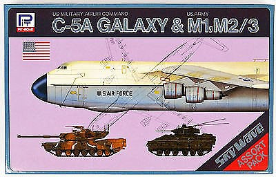 Skywave C5A Galaxy Aircraft, M1 & M2/3 Tank (3 Kits) Plastic Model Military Vehicle Kit 1/700 #s1