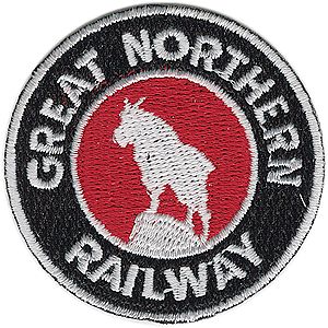 Sundance Great Northern (Black, Red, White Rocky Silhouette Logo) 2 Cloth Railroad Patch #71017