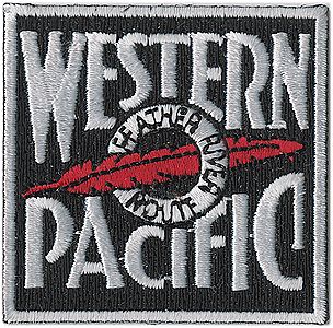Sundance Western Pacific (Featuer River Route, Black, White, Red) 2 Cloth Railroad Patch #71088