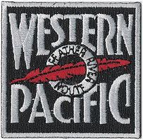 Sundance Western Pacific (Featuer River Route, Black, White, Red) 2'' Cloth Railroad Patch #71088 Sundance Western Pacific (Featuer River Route, Black, White, Red) 2'' Cloth Railroad Patch #71088