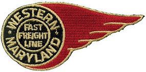 Sundance Western Maryland (Fireball, Black, Gold, Red) 3'' Horizontal Cloth Railroad Patch #73107 Sundance Western Maryland (Fireball, Black, Gold, Red) 3'' Horizontal Cloth Railroad Patch #73107