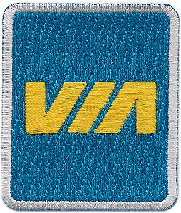 Sundance Via Rail Canada (Drumbead, Blue, Yellow) 2-1/8 Vertical Cloth Railroad Patch #75081