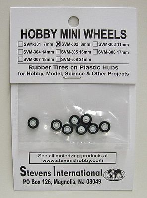 Stevens-Motors 8mm Rubber Tires on Plastic Hubs (8)