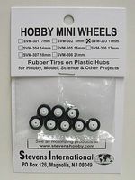 Stevens-Motors 11mm Rubber Tires on Plastic Hubs (8) Stevens-Motors 11mm Rubber Tires on Plastic Hubs (8)