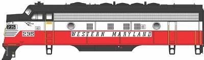 Stewart Diesel EMD F7A Powered Without Sound Western Maryland #235 - HO-Scale
