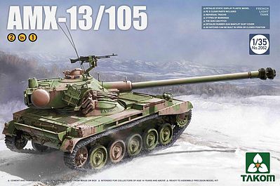Takom French Light Tank AMX-13/105 Plastic Model Military Vehicle Kit 1/35 Scale #2062
