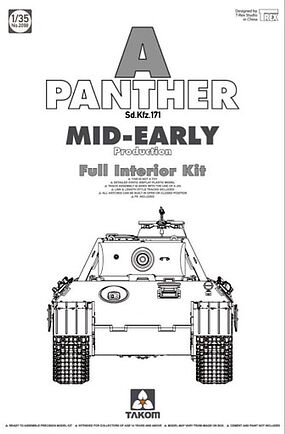 Takom Sd.Kfz.171 Panther A Mid-Early Full Interior Kit Plastic Model Vehicle Accessory 1/35 #2098 Takom Sd.Kfz.171 Panther A Mid-Early Full Interior Kit Plastic Model Vehicle Accessory 1/35 #2098