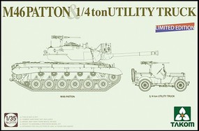 Takom M46 Patton Medium Tank & 1/4-Ton Utility Truck Plastic Model Tank Kit 1/35 Scale #2117x