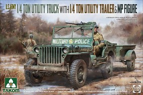 Takom 1/35 US Army 1/4-Ton Utility Truck w/Trailer & MP Figure (New Tool)