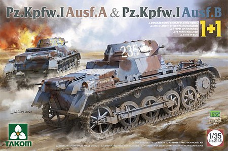 Takom Pz.Kpfw.I Ausf A & B Tanks (2 Kits) Plastic Model Military Vehicle 1/35 Scale #2145