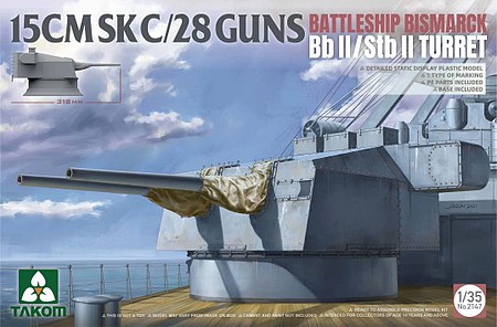 Takom Bismarck 15CMSKC/28Guns & BbII/StbII Turret Plastic Model Ship Accessory 1/35 Scale #2147
