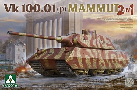 Takom Vk 100.01(p) Mammut Tank (2 in 1) Plastic Model Military Vehicle 1/35 Scale #2156