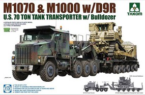 Takom M1070 Tank Transporter & M1000 w/ D9R Dozer Plastic Model Military Vehicle 1/72 Scale #5002