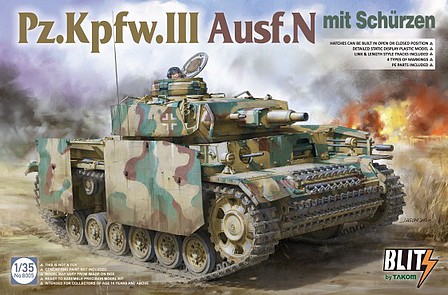 Takom PzKpfw.III Ausf.N Mit Schurzen Tank Plastic Model Military Vehicle 1/35 Scale #8005