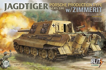 Takom Jagdtiger Porsche Sd.Kfz.186 w/ Zimmerit Plastic Model Military Vehicle 1/35 Scale #8012