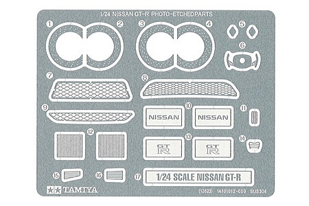 Tamiya Photo Etch Detail Parts Set Nissan GT-R Plastic Model Vehicle Decal Kit 1/24 Scale #12623